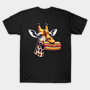 Giraffe enjoys hot dog T-Shirt